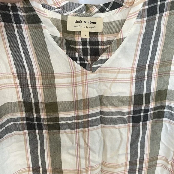 Anthropologie Cloth and Stone plaid top - Picture 3 of 5